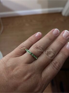 Green Crystal Eternity Band Ring - Women Jewelry